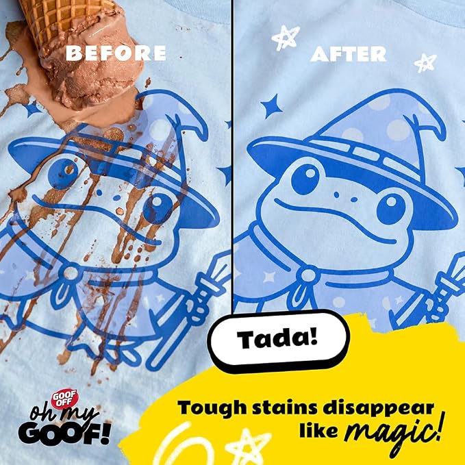 oh my GOOF! Mess Magic Fabric Stain Remover, 8 oz. Foam Stain Remover with Built-In Silicone Scrubber, Helps Remove Food, Marker, Crayon and Ink Marks