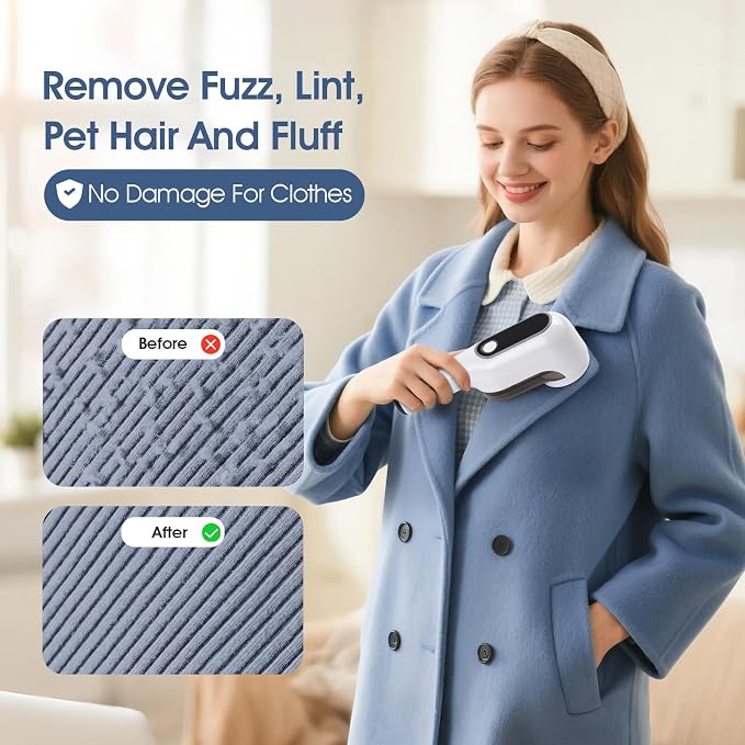 Electric Fabric Shaver Defuzzer - Rechargeable Lint Remover with LED Display, 2-Speed Sweater Pill Remover for Clothes Couch Blanket