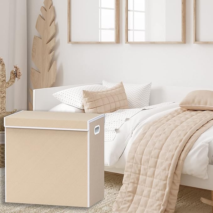 Simple Houseware Double Laundry Hamper with Lid & Removable Bags, Beige