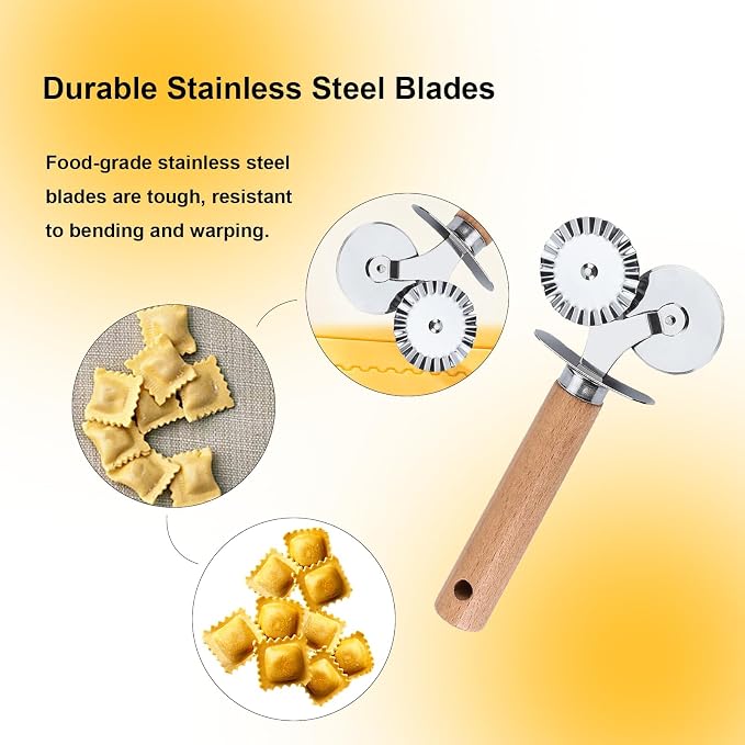 Pastry Double Cutter Wheel,Dual-Head Baking Tool for Home and Kitchen Use,Ravioli Cutter