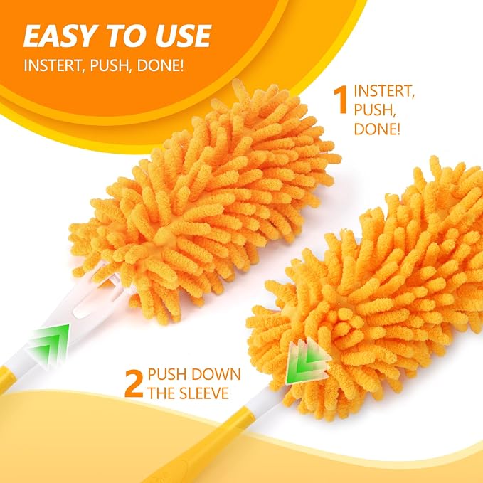 Reusable Duster Refill Compatible with Swiffer Hand Duster Kit | Pet Heavy Duty Duster Refills Fit for Swiffer Duster, Microfiber Washable 360 Duster Pads for Dusting Cleaning, 6 Pack