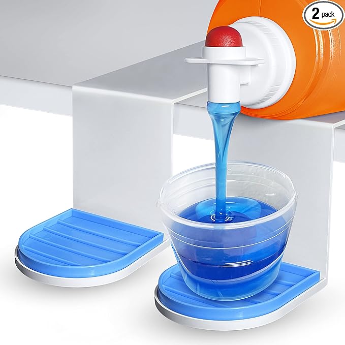 Simplation [2 Pack] Laundry Detergent Cup Holder, Detergent Drip Catcher | (Slide Style) No More Mess or Leaks, Laundry Detergent Cup Holder, Drip Catcher