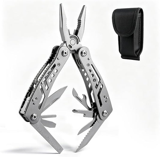 Leopcito 14-In-1 EDC Multitool Pliers, Stainless Steel Multi Pliers, Pocket Knife, Bottle Opener, Screwdriver with Pouch for Survival and Camping