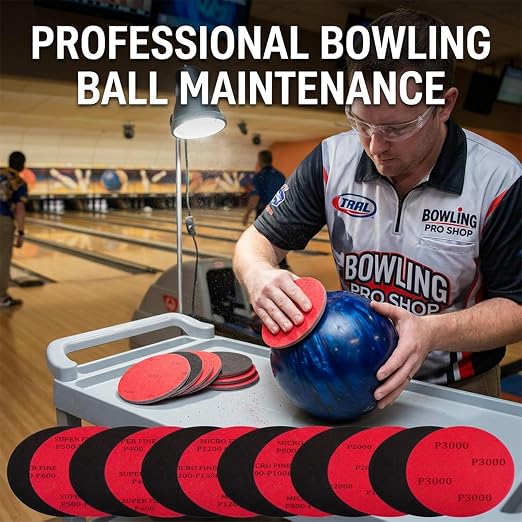 12 PCS Bowling Ball Sanding Pads, Multi Grit Polishing Cleaning Kit for Bowling Ball Resurfacing Surface Maintenance and Repair