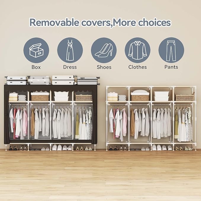 Portable Closet Wardrobe with Drawers for Bedroom，Apartment and Living Room