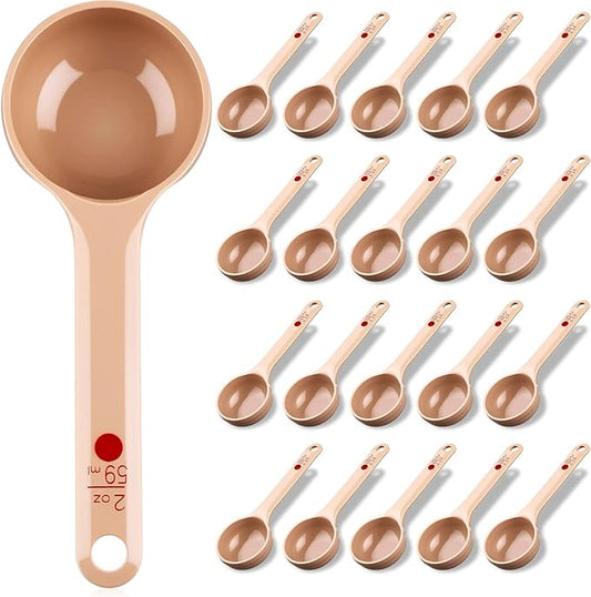 Teenyyou 20 Pcs Foodservice Products Measure Spoon with Short Handle 2 Ounces Measuring Scoop Food Grade Solid Portion Control Spoon for Oatmeal Creatine Coffee Grains Spices Powders