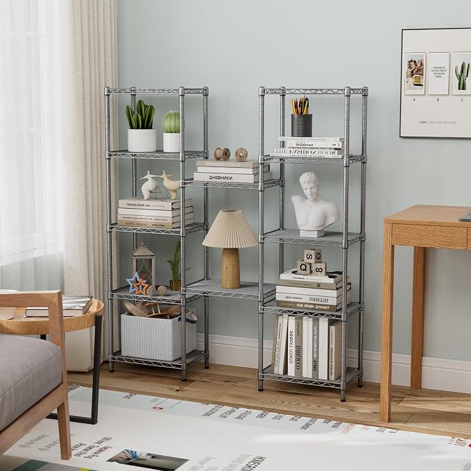 Golpart 6Tier Adjustable Storage Shelves Metal Wire Shelving Standing Shelf | Utility Heavy Duty Unit Rack Closet Organize for Home Kitchen Laundry Room Organization Pantry 10"Dx16"Wx63"H Grey
