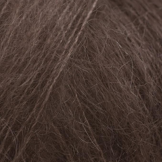 Mohair and Silk Yarn Drops Kid-Silk, 0 or Lace, 2 Ply, 0.9 oz 230 Yards per Ball (15 Dark Brown)