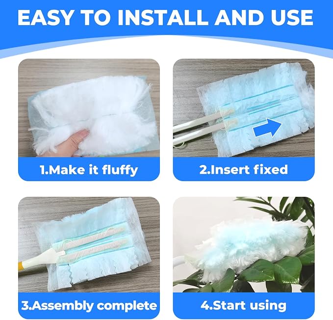 50 Pack Duster Refills Only, Microfiber Replacement Heads for Blinds, Blue | Made of electrostatic microfiber,Ideal for dust on furniture,blinds & fans,Perfect for homeowners & cleaners.