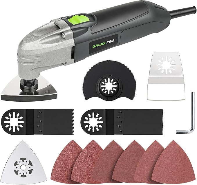 GALAX PRO Corded Oscillating Multi Tool Kit 2.0-Amp with 11Pcs Accessories | 22000OPM, 3° Oscillation Angle, Quick-Lock Screw, Oscillating Power Tools for Hardwood, PVC Pipes, Soft Metal Nails