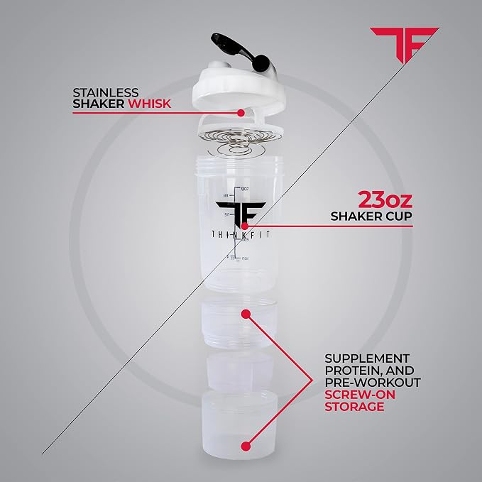 ThinkFit Clear Lunch Bag with 6 Meal Prep Containers - BPA-Free, Reusable, Microwave + Freezer Safe - With Shaker Cup and more! Clear Lunch Box - Transparent Bag for Work