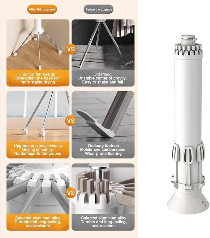 Collapsible Clothes Drying Rack, White Metal Foldable Laundry Stand with Multiple Arms, Indoor Outdoor Garment Hanger