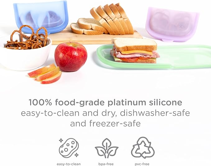 Ubbi Platemate Reusable Silicone Storage Bag, Sugar Snap Green | Opens Flat as Placemat, Dishwasher & Freezer-Safe, Lunch Container, Leakproof Sandwich & Snack Bag, Easy to Clean, BPA-Free