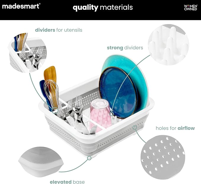 madesmart Collapsible Drying Dish Rack | SINKWARE Collection | Easy Storage | BPA-Free