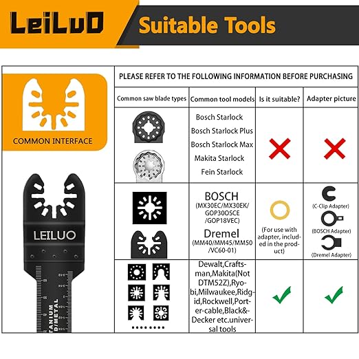 50 Pcs Multitool Blade Kits for Wood Nails Drywall Cutting Oscillating Saw Blades Universal Oscillating Tool Accessories with Storage Bag Compatible with DeWalt Makita Dremel and More