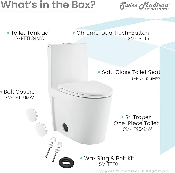St. Tropez One-Piece Elongated Toilet Vortex Dual-Flush in Matte White 1.1/1.6 gpf