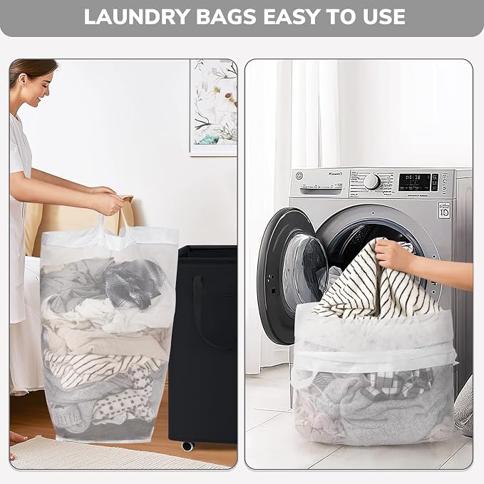 Goodpick 75L Dirty Clothes Hamper with Removable Wash Bag, Rolling Hamper | Black Laundry Hamper with Wheels, Large Laundry Basket with Handles for Dorm Laundry Room, Rolling Laundry Basket