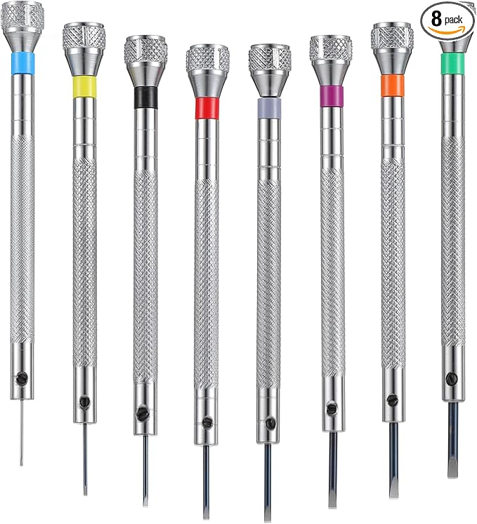 Watch Link Screwdriver, 0.6-2.0 mm Precision Watch Repair Screwdriver Set | 8Pcs Watchmaker Screwdriver Set, Small Flathead Screwdrivers for Watch, Eyeglasses, Electronics Repair, Jewelry