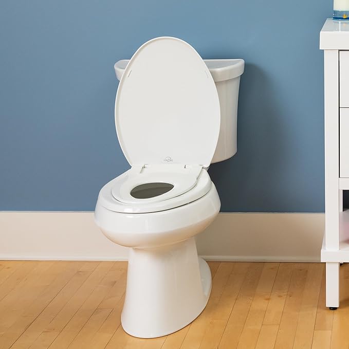 Little2Big Toilet Seat with Built-In Potty Training Seat, Slow Close, Durable Plastic, Made in USA, ROUND, White