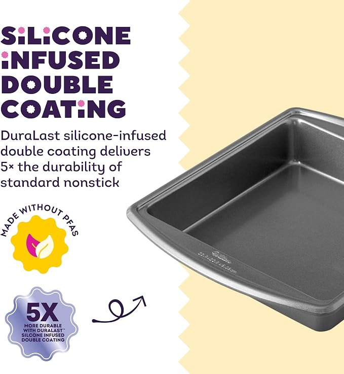 Wilton Platinum Non-Stick Square Cake Pan - Baking Pan for Brownies & Small Cakes - Made Without PFAS - Dishwasher Safe & Offers Even Heat Distribution - 9 x 9 x 2 Inch