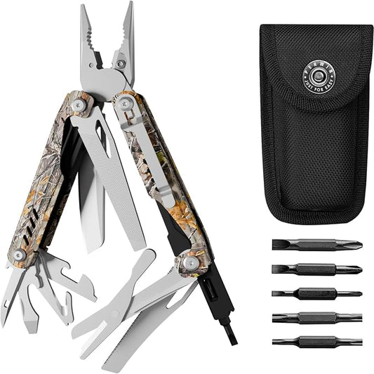 PERWIN Multitool - 26 in 1 Multi Tool Pliers with Pocket Knife, Bottle Opener, Saw, EDC for Survival Camping, Hunting and Hiking, Stainless Steel