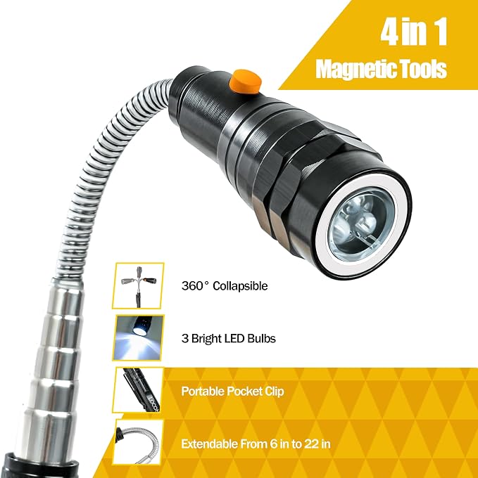 LOCONHA Magnetic Pickup Tool with LED Lights, Telescoping Magnet