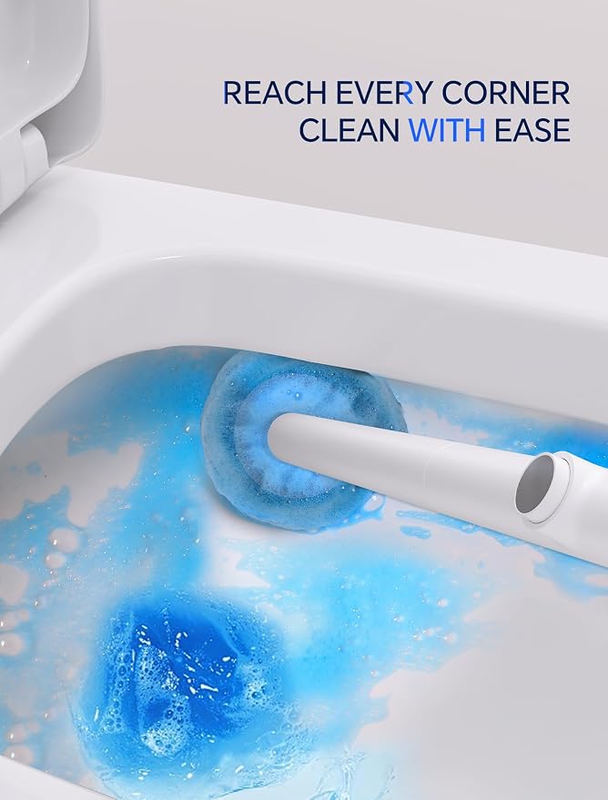 Disposable Toilet Brush Wand, Wall Mounted Toilet Cleaner Kit with Holder, for Bathroom Cleaning (Toilet Brush + 18 Brush Heads)