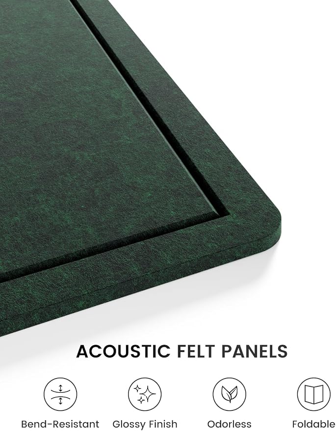 Fluxynara 23.6" x 17.1" Bulletin Board, Pine Green | Cork Board Alternative with 12 Removable Adhesive Tabs, Foldable Felt Pin Board for Home, Office, Classroom & Dorm