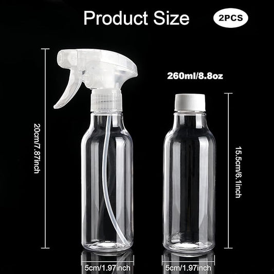 Cosywell Plastic Spray Bottles 8.8oz/260ml 3 Pack Empty Spray Bottle for Cleaning Mist/Stream Heavy Duty Water Spraying Bottle for Cooking Hair Care Essential Oils(Clear)