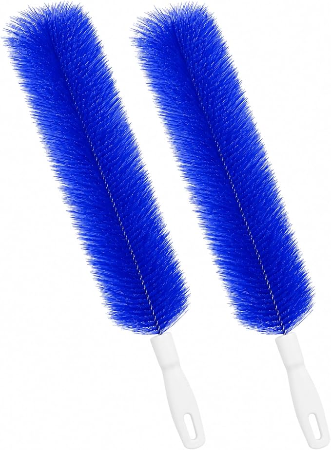 Cartorya Cleaning Brush, Bendable Microfiber Fan Duster for Ceiling Fan Blades, Air Vents, Window Ac, Curtains and Car Interior, Reusable Tool，Two Blue