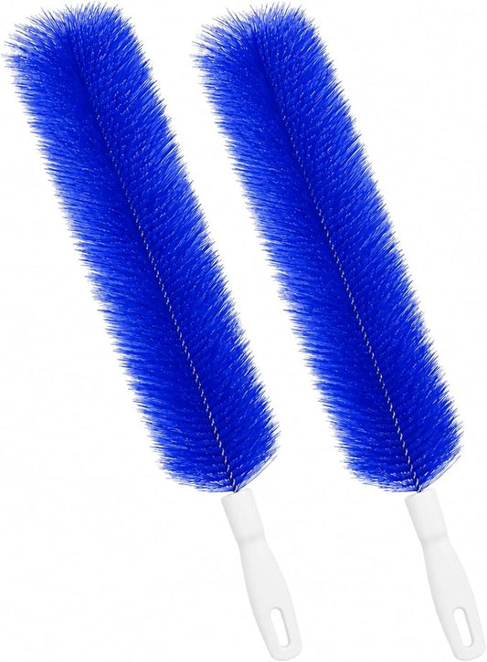 Cartorya Cleaning Brush, Bendable Microfiber Fan Duster for Ceiling Fan Blades, Air Vents, Window Ac, Curtains and Car Interior, Reusable Tool，Two Blue