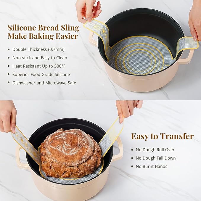 BAVIFY Sourdough Starter Kit, Banneton Bread Proofing Baskets Set, Sourdough Bread Baking Supplies Making Tools with Dough Scraper, Whisk, Bread Lame, Recipe, 2 Oval Gift Set