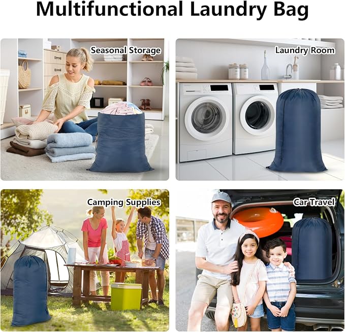 OTraki 28x45 Inch Laundry Bag 2PCS Heavy Duty Laundry Dirty Clothe Travel Wash Bag Extra Large Hamper Bag Drawstring Laundry Basket Liner Bag Drying Do Not Exceed 176℉(Navy Blue) | Travel Wash Bag Extra Large Hamper Bag Drawstring Laundry Basket Liner ...