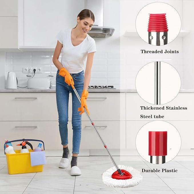 O-Cedar Spin Mop Replacement Head - 4 Refills, 30-58in Handle and Base Combo Set