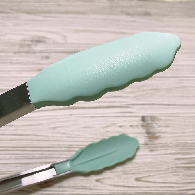 18 inch Extra Long Grill Tongs (1 orange + 1 mint green), with Silicone Tip Head, Stainless Steel Barbecue Tongs with Long Handle, Large Sized Food Tong, Extended Serving Tong