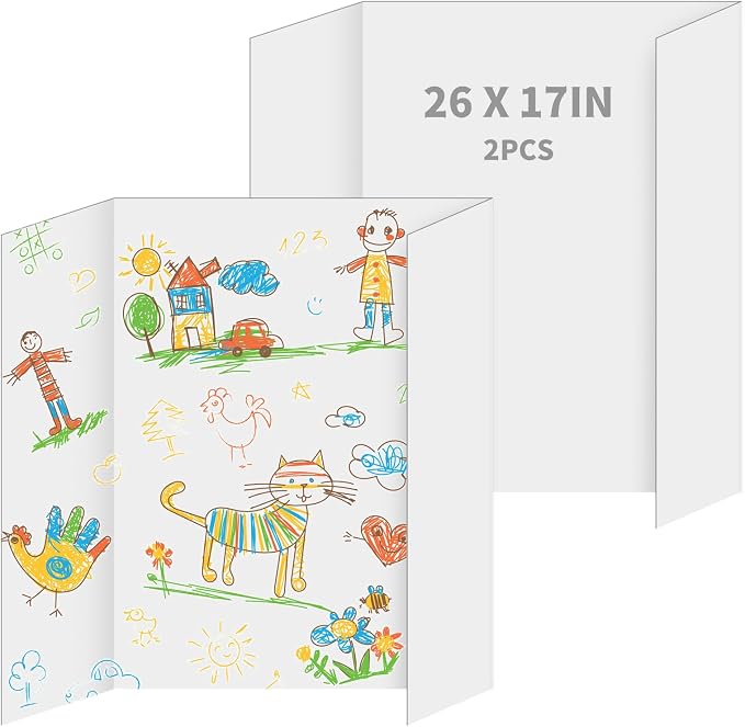 2‑Pack 26"×17" Trifold Poster Boards | White corrugated boards ideal for science‑fair, school projects and business presentations.