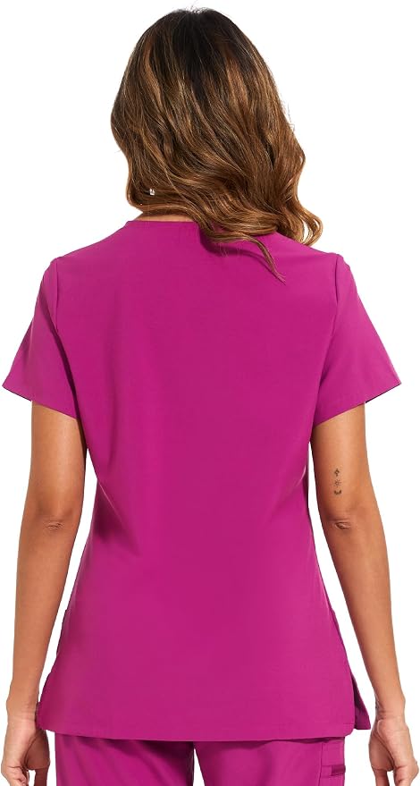 Scrubs Tops for Woman - Soft Stretch, V-Neck Tops | 3 Pockets, Side Split Design, Short Sleeve, Breathable & Lightweight Nursing Shirt, Easy-Care Fabric for All-Day Comfort