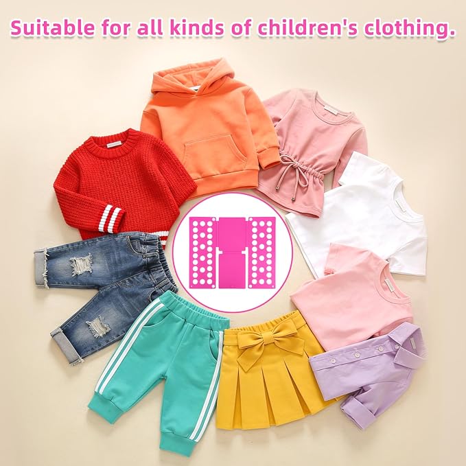 Kids Clothes Folding Board, Small Size Plastic Laundry Folder for Children Quick & Easy Foldable Tool for T-Shirts Pants Pajamas Home Storage Organizer