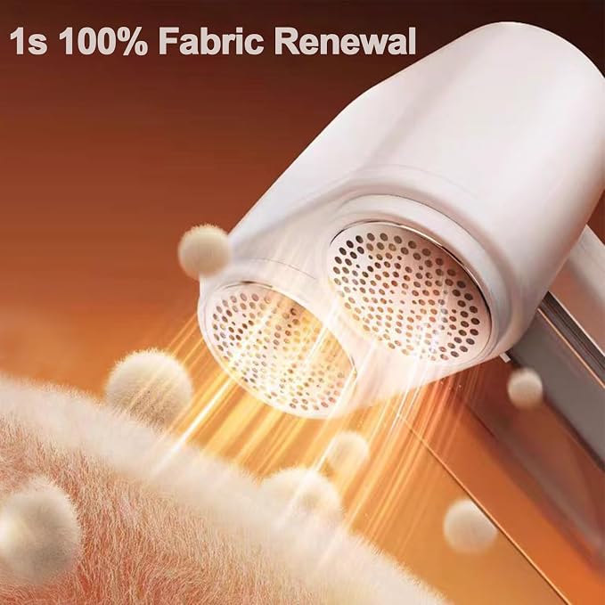Dual-Head Fabric Shaver and Lint Remover, Rechargeable Sweater Shaver with LED Display, 6 Stainless Steel Blades & 3 Speed Lint Shaver, Electric Defuzzer for Clothes, Pills, Couch, Furniture