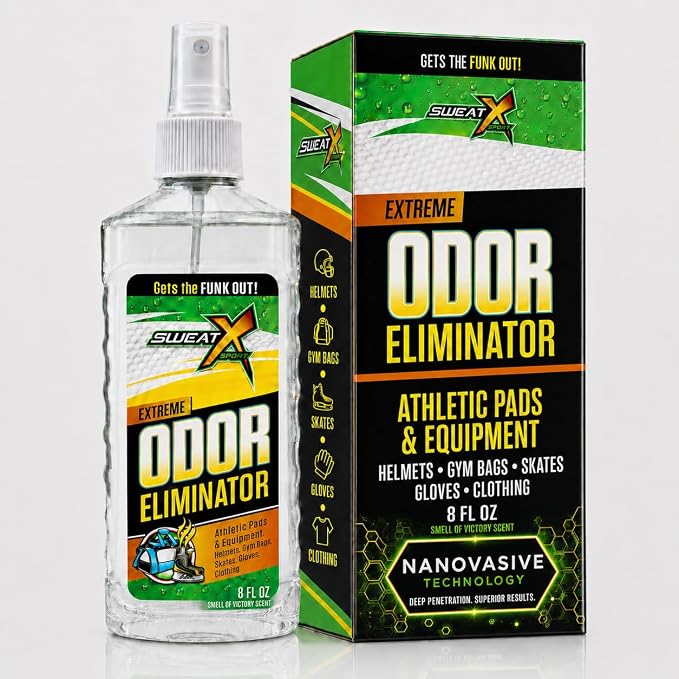 SWEATX Odor Eliminator Spray for Shoes and Clothes, Victory Scent, 8 fl oz | No Wash Multipurpose Deodorizer for Stinky Shoes, Gym Bags and Sports Equipment, Concentrated Non Toxic Formula