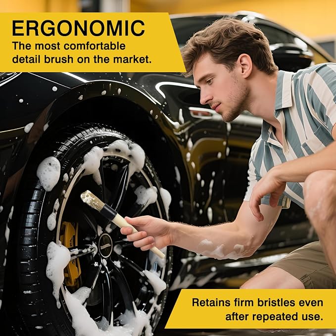 Boar Hair Vent & Dash Detailing Brushes – Premium Soft Bristle Cleaning Tools for Car Interior & Exterior – Professional-Grade Auto Detailing Accessory for Enthusiasts & Pros