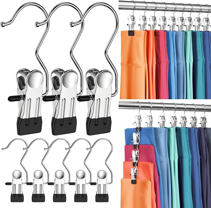 50 Pack Pants Hangers with Clip,Legging Organizer for Closet Hanging, Space Saving Yoga Pants Hangers Clip Hangers Closet Organization,Closet Organizers and Storage for Jeans,Shorts,Skirts,Hats
