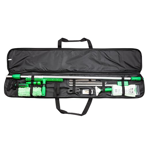 Unger Commercial ErgoTec Set – Complete Window Cleaning Kit with Squeegee, Scraper, Scraper Blades, Telescopic Pole, and Ergonomic Handle for Professional Streak-Free Glass Cleaning (ETSET)