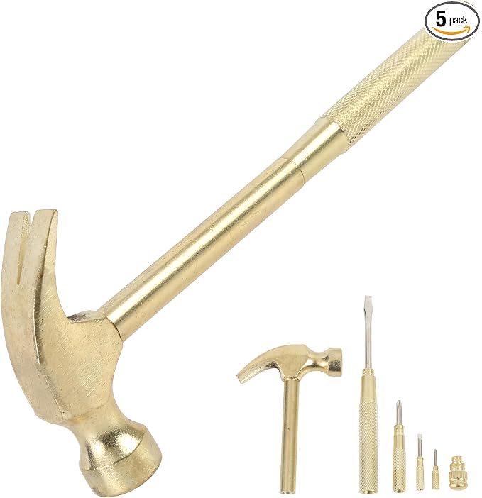 GreatNeck 5-in-1 Hammer, Built in Multitool Screwdriver, Chrome Plated | Includes Four Screwdrivers and One Hammer, Rust Resistant, Great for Household Projects, Lightweight and Easy to Use