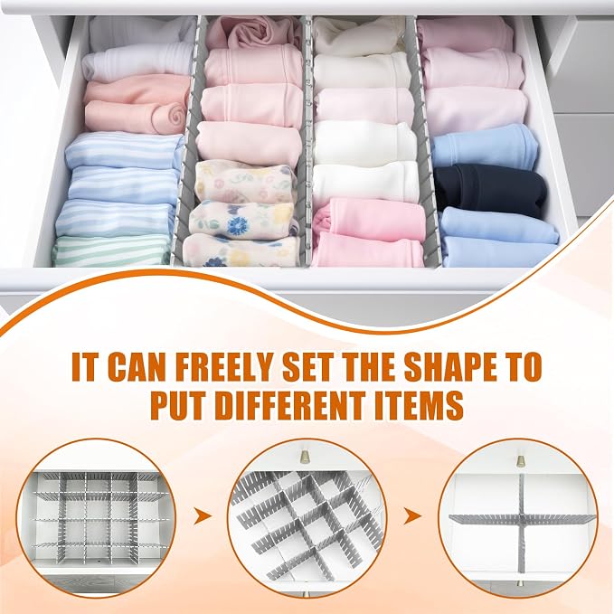 Blosssound 15 Pcs 5.12 Tall Drawer Divider Adjustable Drawer Organizer,Grey
