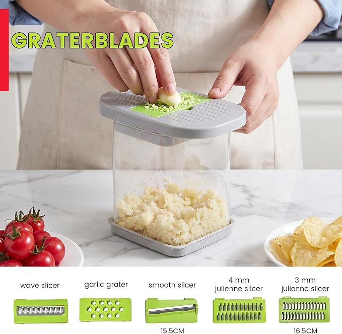 Vegetable Cutter,Food Chopper Manual Hand,for Potato Cutter & Fry Slicer - Functions as Potato Dicer,Onion Dicer,Veggie Shredder with 9 Blades,Easy to Clean, Dishwasher Safe-Essential Kitchen Gadgets