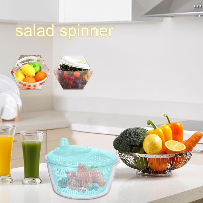Generic Vegetable Fruit Washer ner, Manual Fruits Washer, Durable Salad Dryer Bowl, PP Salad ner Lettuce Dryer, Vegetable Washer Dryer With Effortless Action For Lettuce, Vegetables, Blue