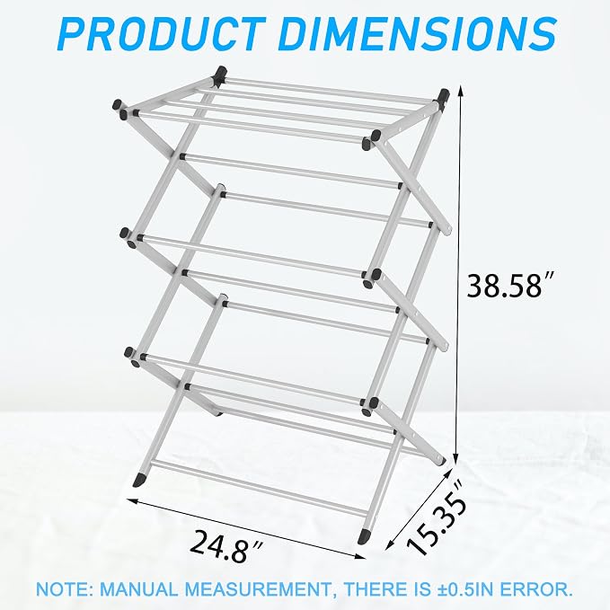Household Indoor Folding Clothes Drying Rack, Dry Laundry and Hang Clothes,Towel Rack (Silver Gray) for Storage