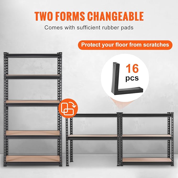 VEVOR Storage Shelves 5-Tier Adjustable 2000 lbs 30"x12"x60" Shelving Unit | Heavy Duty Garage Storage Metal Utility Rack Shelf for Kitchen, Pantry, Basement, Bathroom, Laundry, Living Room, Warehouse