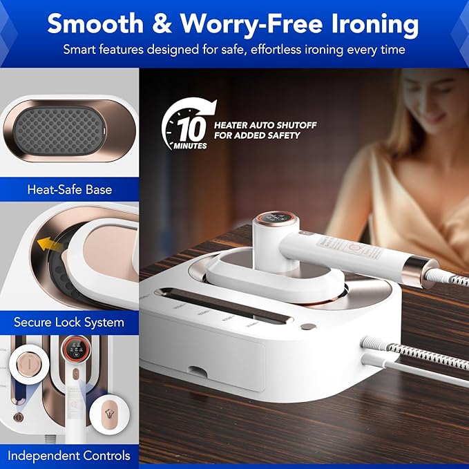 Gearwiz 2-in-1 Steam Station Iron – 1550W Turbocharged Steam for Clothes – 30s Heat Up, 3-Level Steam & Dry Ironing – 1.2L Detachable Tank, Ceramic Soleplate, Auto-Off & Self-Cleaning